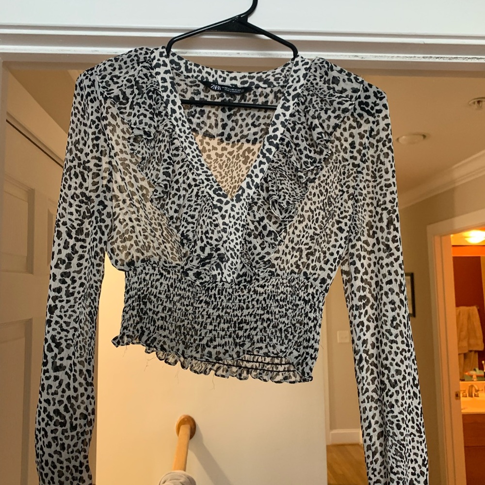 Zara animal print crop top